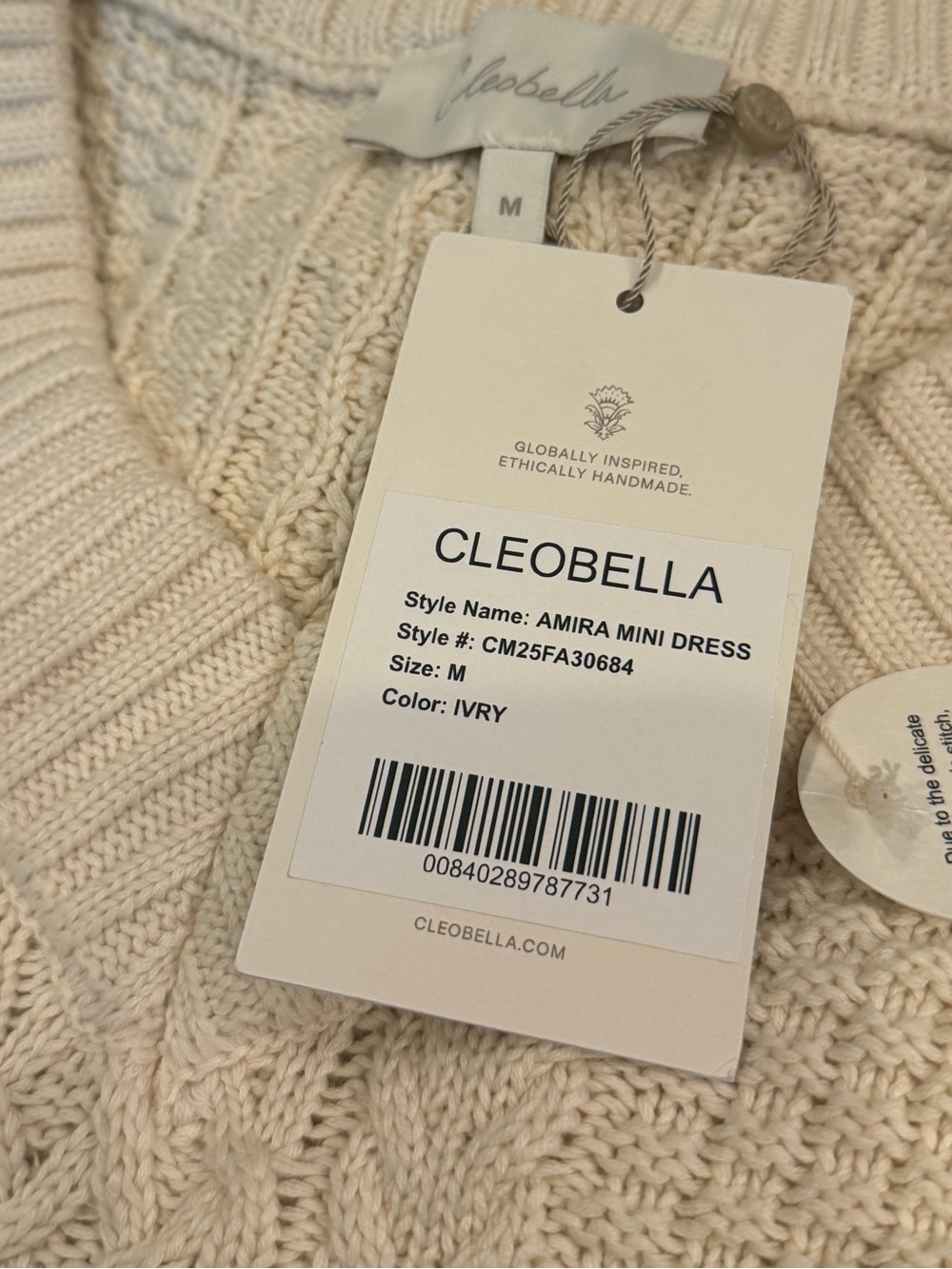 Cleobella Amira Mini Sweater Dress Ivory M NWT - Picture 12 of 12